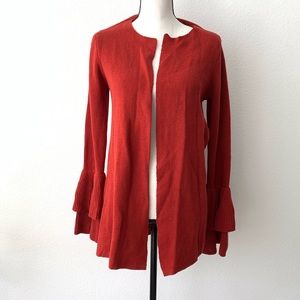 Loft Open Cardigan with ruffle sleeves